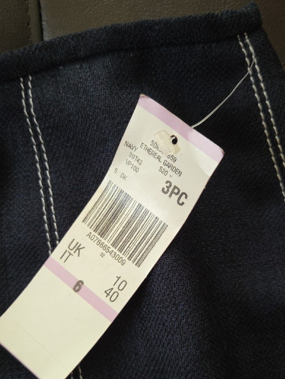 2 Piece Set- Nipon Boutique Navy Pencil Skirt with White Topstitching - Picture 4 of 4
